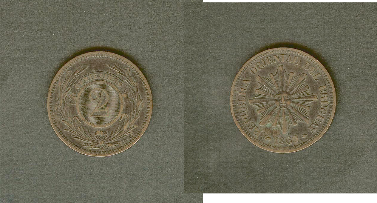 Uruguay 2 centesimos 1869A EF